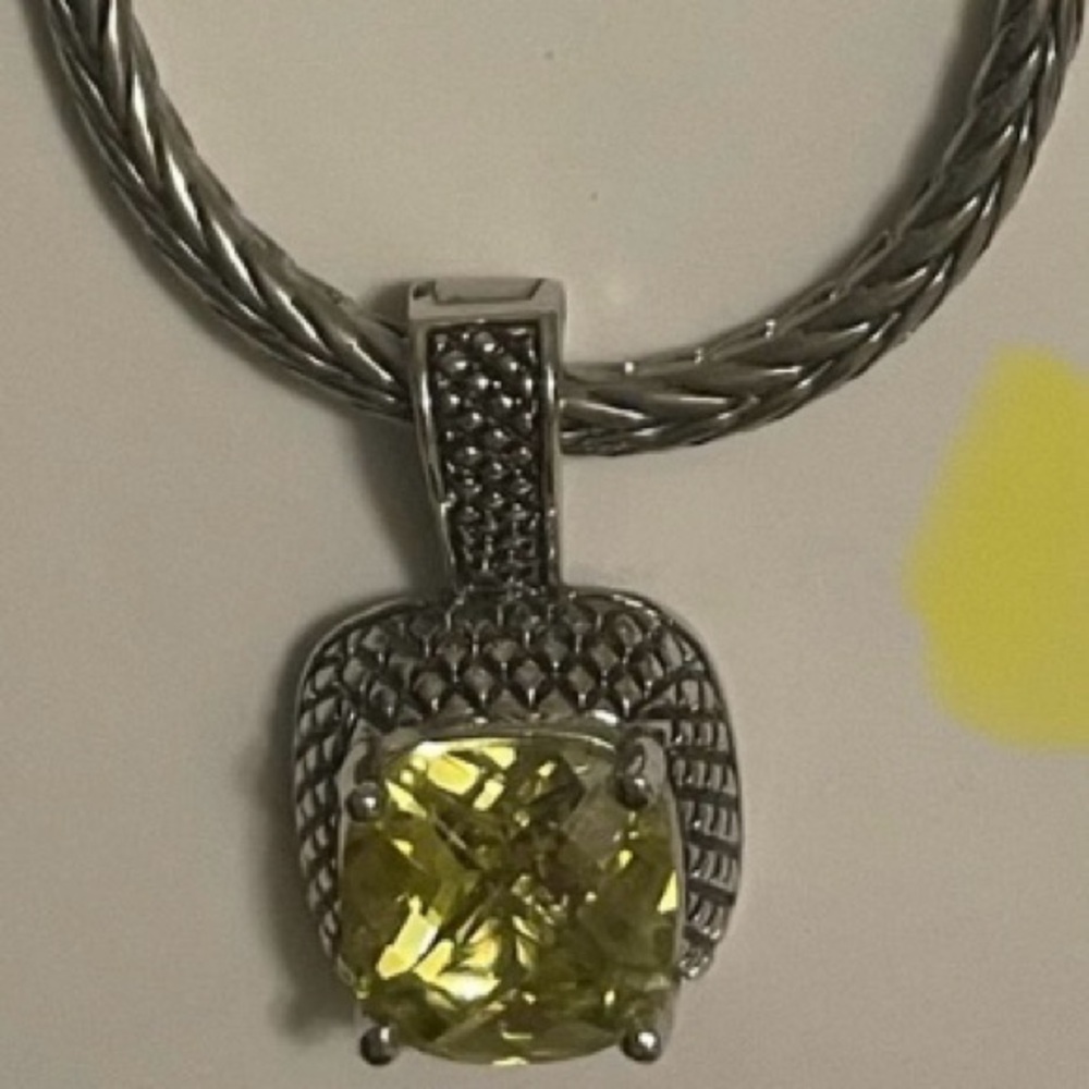 Premier Design vintage necklace large yellow stone and magnetic hardware 8”